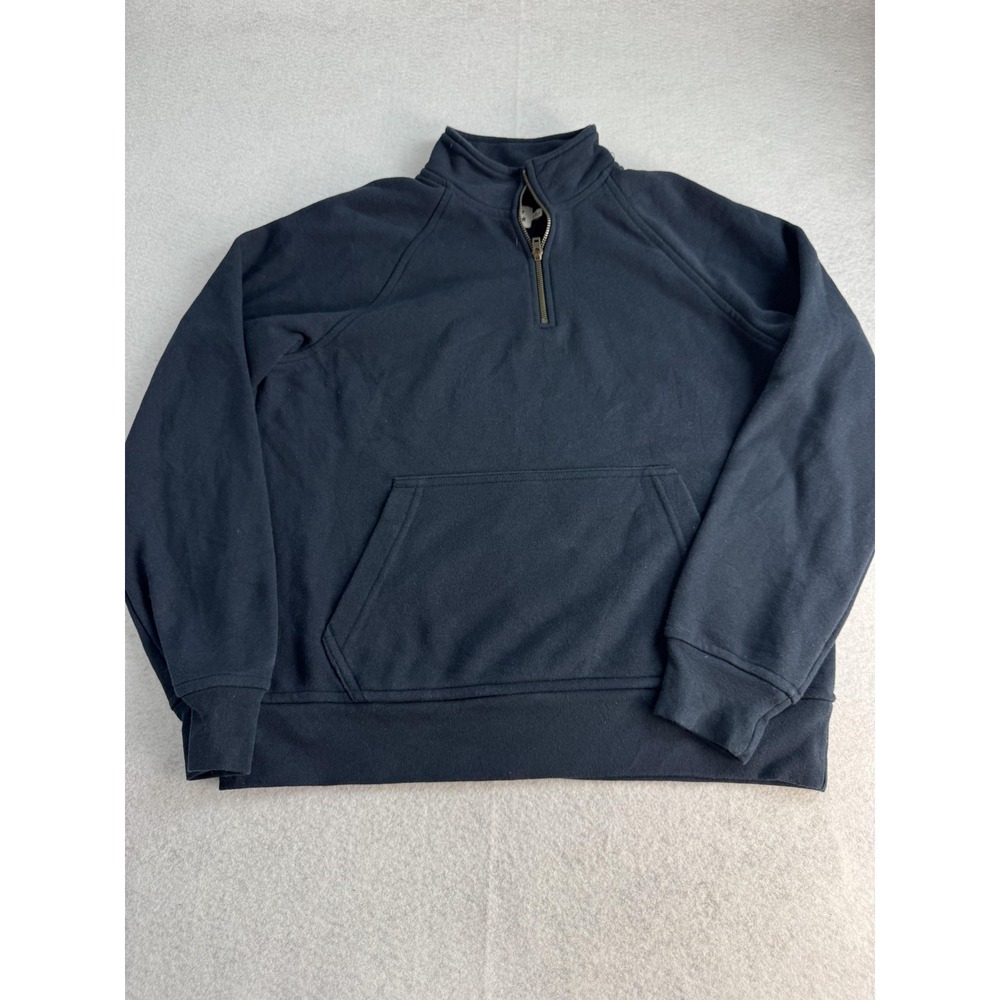 Flint And Tinder Sweatshirt Mens Large Blue 1/4 Zip Fleece Made In USA